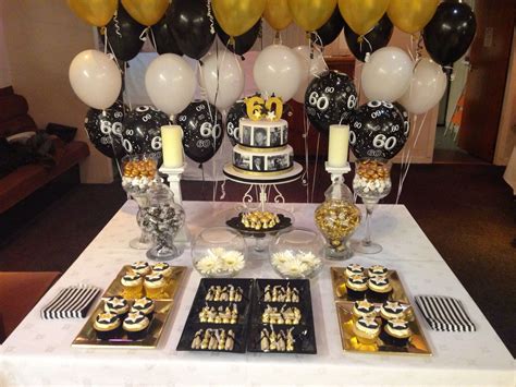 My 1st Dessert Table In Black White And Gold Cake Table Decorations