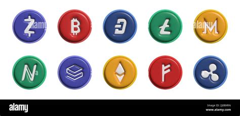 Crypto Currency Logo Set 3d Vector Crypto Currency 3d Icon Dash Logo