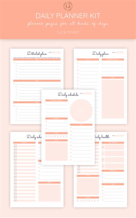 Daily planner kit, daily planner, daily schedule, daily 