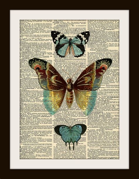 Light Blue Butterfly Dictionary Art Print 8x10 Vintage Insect Etsy