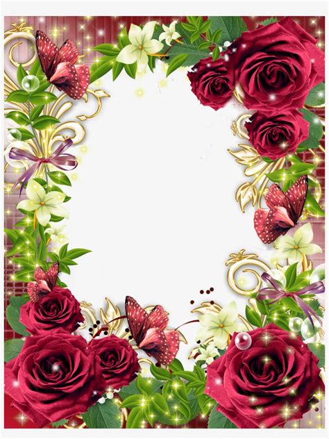 Flower With Photo Frame Wedding Frame Png With Flower Love Make