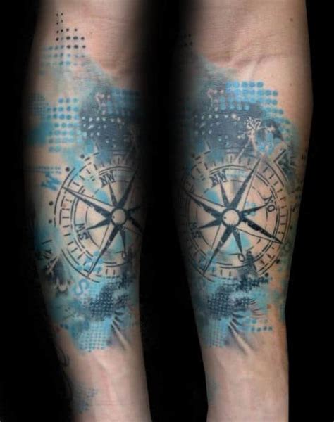 40 Watercolor Compass Tattoo Designs For Men Cool Ideas