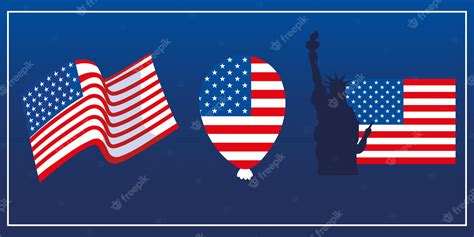 Ícones Da Bandeira Americana Vetor Premium