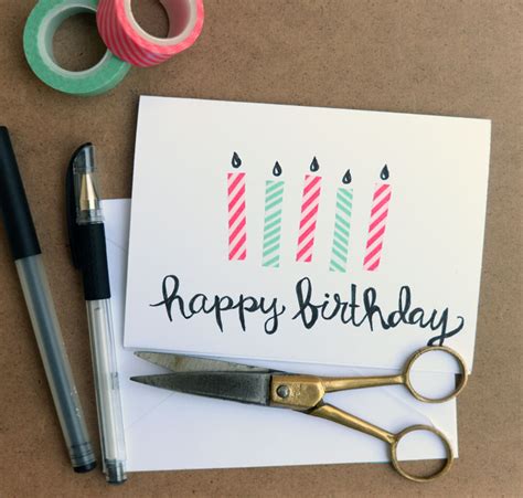 Happy birthday gift card ideas. Washi Tape candles | Simple birthday cards, Birthday cards ...