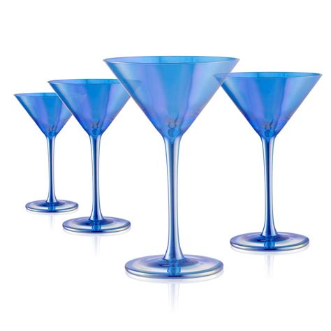 Luster 8 Oz Turquoise Martini Glasses Set Of 4 12522b The Home Depot