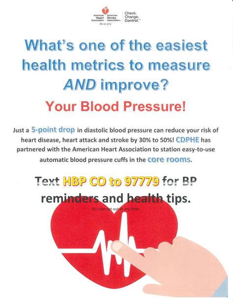 Cdphe Wellness Text Hbp Co To 97779 For Blood Pressure Reminders And