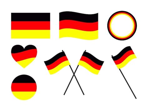 Conjunto De Signos De Bandera Alemana Fiestas Nacionales En Alemania Firma Símbolos Día De La