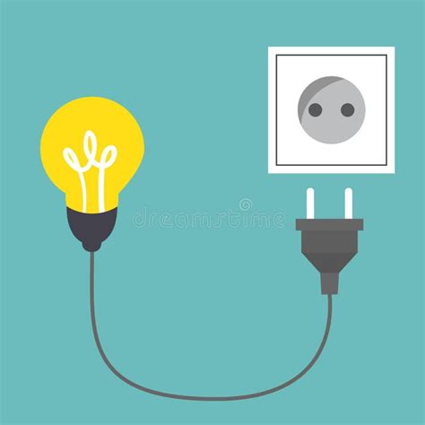 Connect Idea Bulb Light Cord Electrical Plug Connected To Power