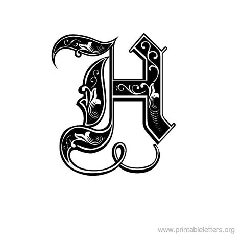 Decorative Letter H Printable Decorative Letter H Calligraphy