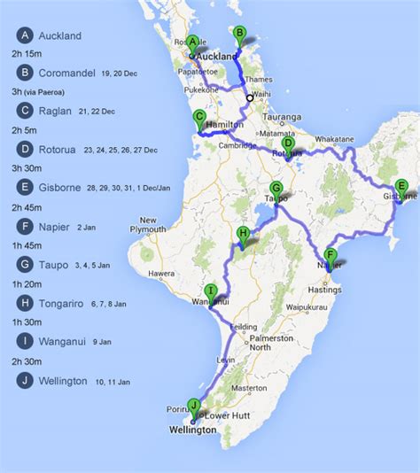 North Island Driving Route New Zealand Bossing New Zealand
