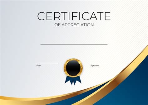 Blue And Gold Certificate Of Achievement Template Set Background With