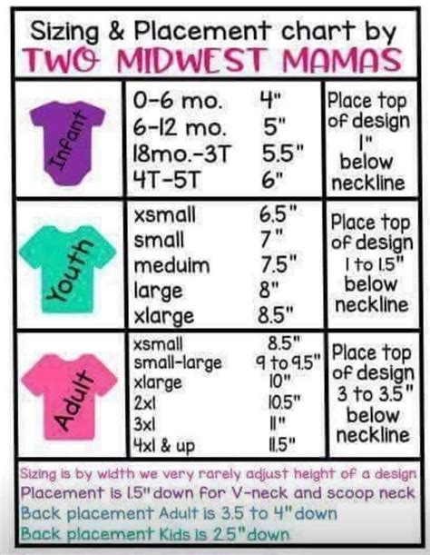 Cricut Youth Shirt Size Chart