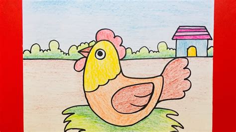 How To Draw A Cartoon Hen Chickenstep By Stepeasy Drawing For Kids