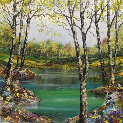 On A Beautiful Lake Painting By Sergeys Balura Artmajeur