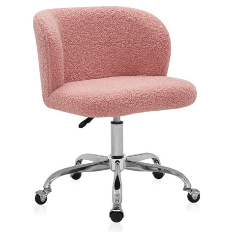 Belleze Modern Upholstered Boucle Desk Chair With Swivel Wheels And