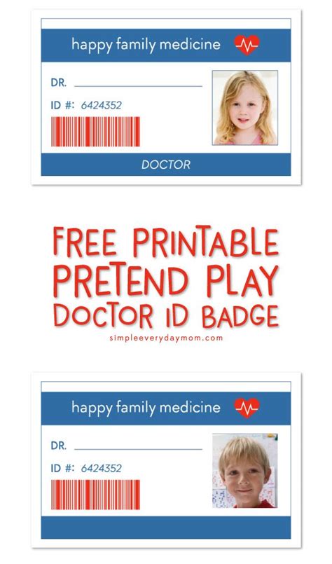 Free Printable Pretend Play Doctor Id Badge