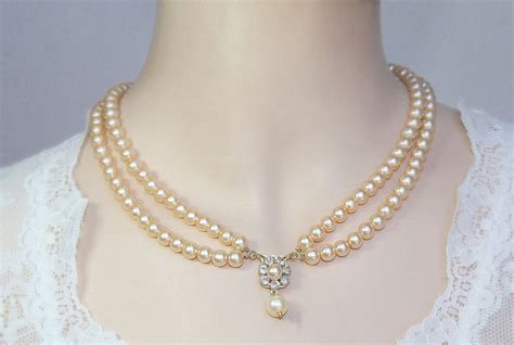 Bridal Necklace Pearl Necklace Victorian Bride Necklace Etsy