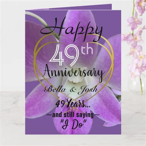 Orchid Flower 49th Wedding Anniversary Card