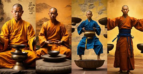 Lexica Shaolin Monk Balancing With Outstretched Hands Holding Tibetan