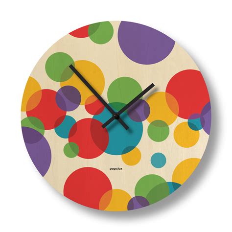 Color Dots Round Wall Clock Popclox Wall Clocks For Kids