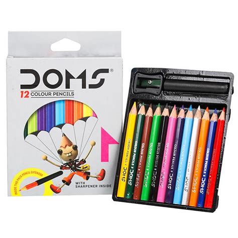 Doms Colour Pencils 12 Free Pencil Extender And Sharpener