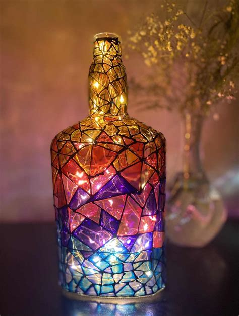Hand Painted Glass Bottle Lamp Imagicart