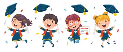 Premium Vector Cartoon Happy Kid In Graduation Costume