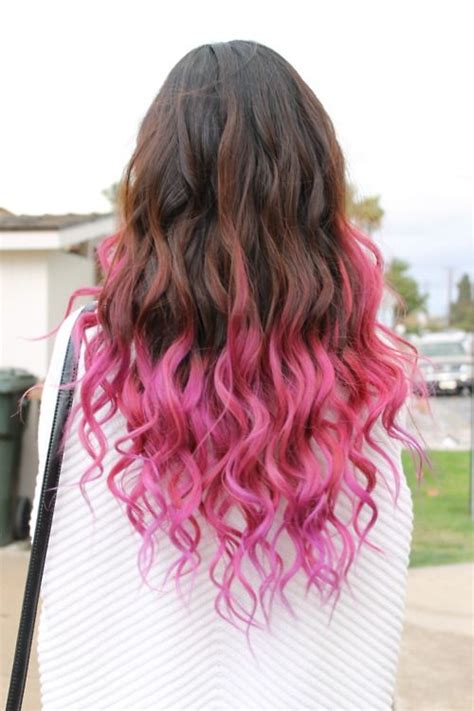 Brown With Pink Tips Cool Hair Color Dip Dye Hair Pink