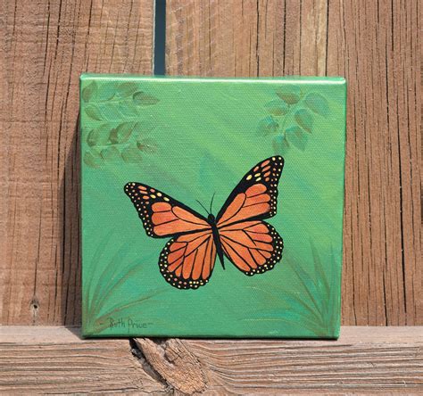 Mighty Monarch Butterfly Painting on 6x6 Canvas | Small ...