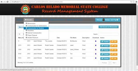 Records Management System Sourcecodester
