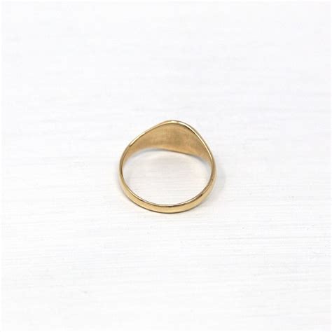 Blank Signet Ring Antique 14k Yellow Gold Unadorned Pinky Etsy
