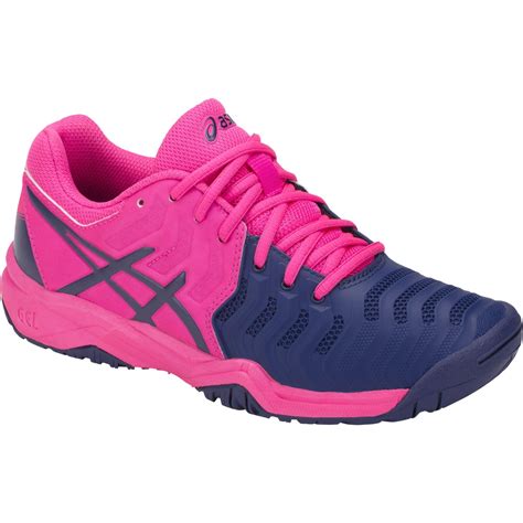 Asics Kids Gel Resolution 7 Gs Tennis Shoes Pink Glowblue Print