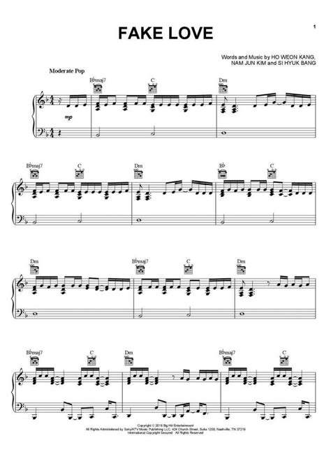 Compositions for different skill levels. Fake Love Piano Sheet Music | OnlinePianist