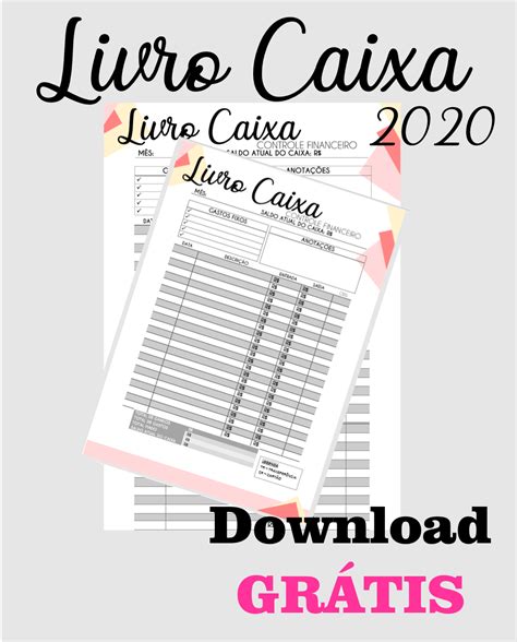 Livro Caixa 2020 Grátis Para Imprimir Planejador De Blog Caixa De