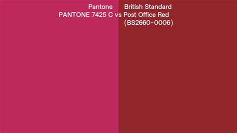 Pantone 7425 C Vs British Standard Post Office Red Bs2660 0006 Side