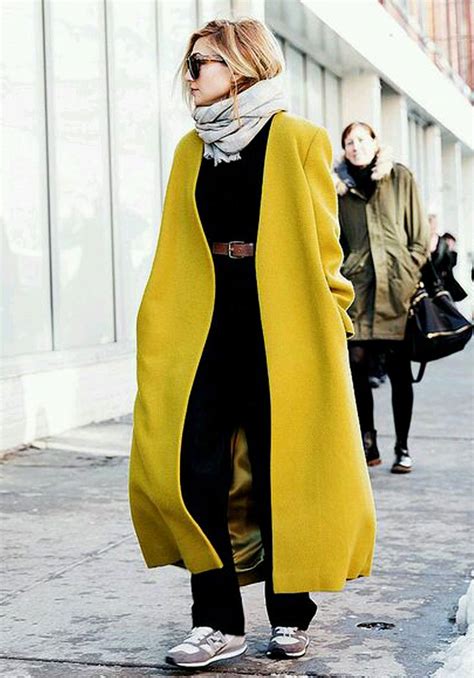 Winter Street Style Fashion Mustard Yellow Coat Nyc Street Style
