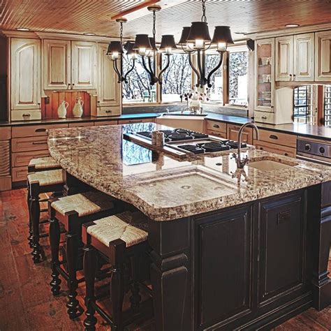 Awesome Kitchen Island Designs With Cooktop And Seating Block Wood
