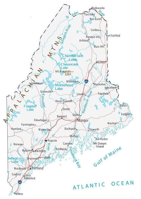 Map Of Maine Cities And Roads Gis Geography