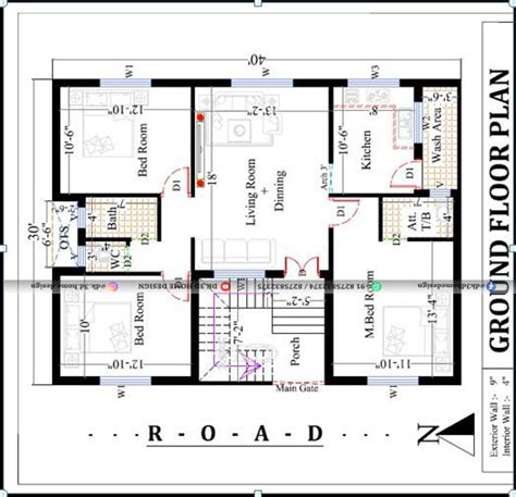 3bhk House Plan For 1000 Sq Ft North Facing Get 3bhk House Design In