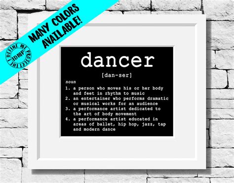 Dancer Definition Dancer Print Dance Teacher Dance Studio Etsy