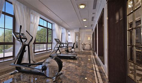 indesignclub massage and fitness room interior in luxury home spa