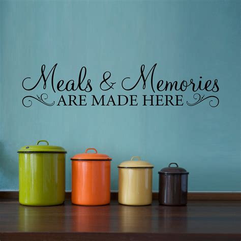 Happiness is a small house, with a big kitchen. Meals & Memories Decal Kitchen Quote Wall Decal Meals and