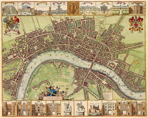 Vintage Map Of London England 16th Century By Bravuramedia Redbubble