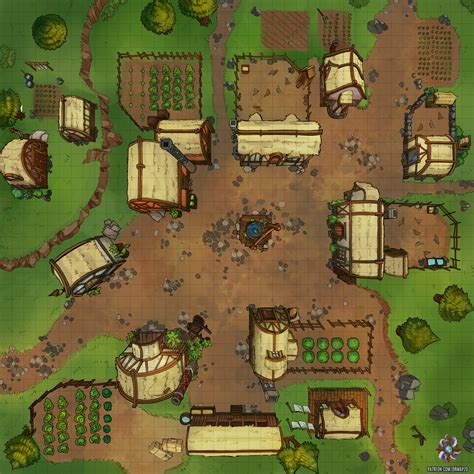 Small Farming Village Battle Map 40x40 Rroll20