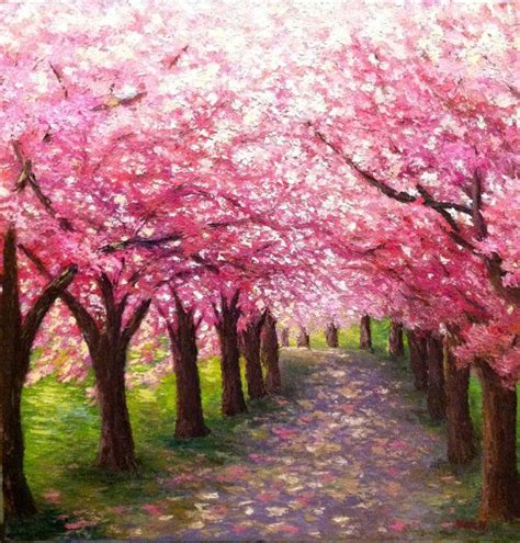 Cherry Blossom Path Original Oil Painting By Misunartstudio 27500