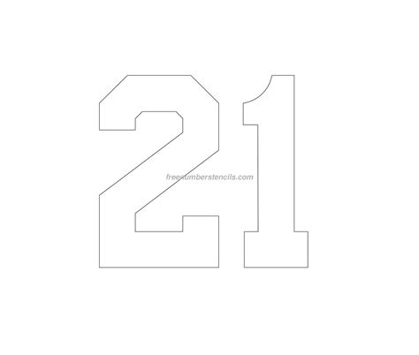 Free Football 21 Number Stencil