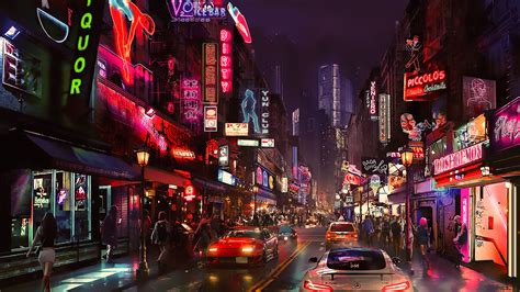 Wallpaper Night Artwork Futuristic City Cyberpunk Cyber Science
