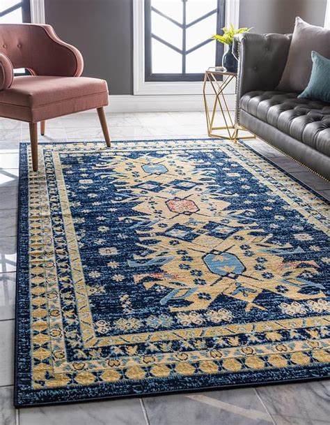Navy Blue 5' x 8' Heriz Design Rug | Area Rugs | Rugs.ca