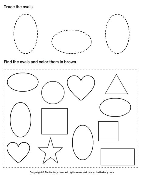 Oval Worksheets Shapes Tracing Shape Printable Preschool Kids Basic
