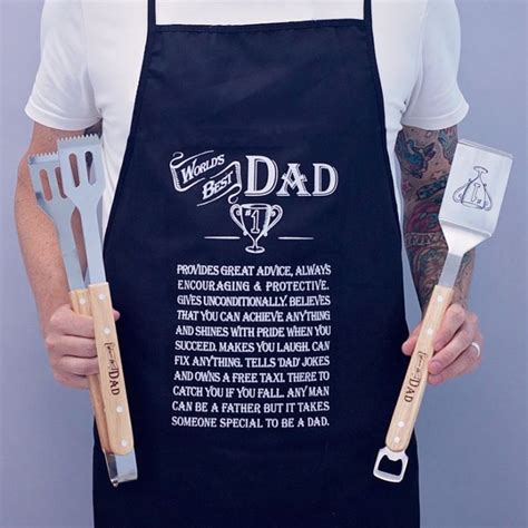 For the dad who fancies himself a pro griller. World's Best Dad Apron And BBQ Gift Set | The Gift Experience